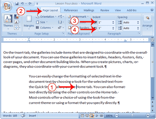 how to insert tabs in word 2007