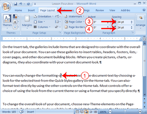 paragraph spacing in word different font and size