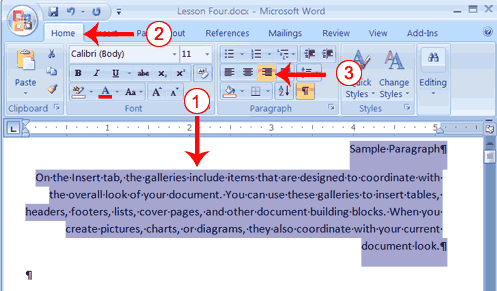 how to right justify in word 2007