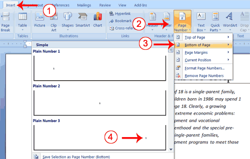microsoft word running header and page number