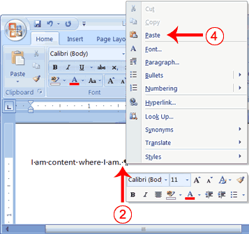 how to copy and paste in word program