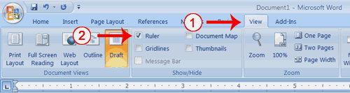 define draft view in word