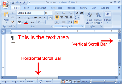 parts of ms word screen